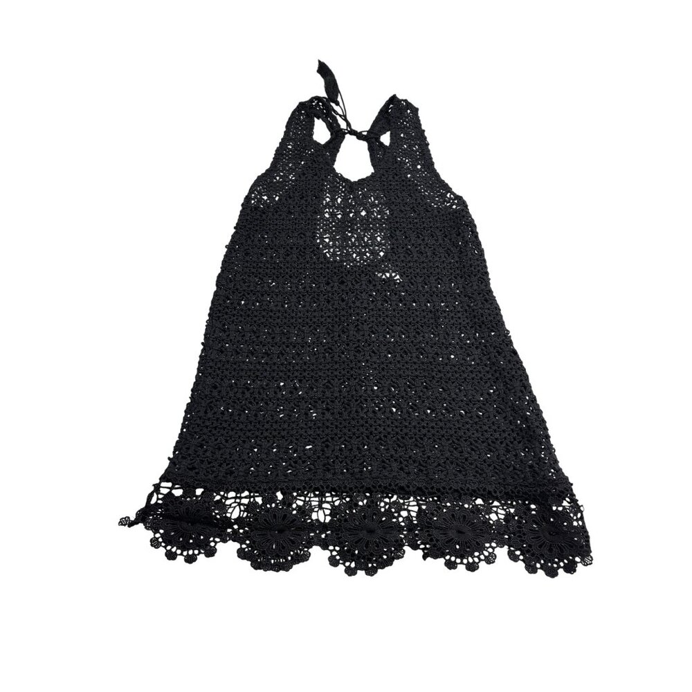 Black Crochet Cover-Up Dress By Shade & Shore For Women Size S  Halter Tie Neck